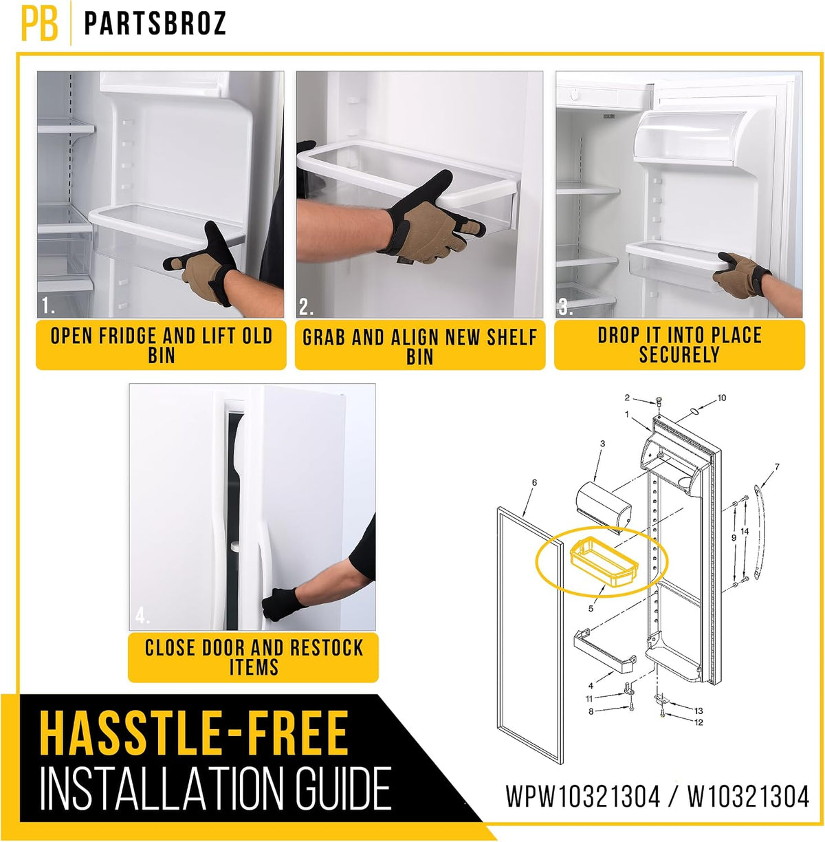 Refrigerator Door Shelf Bin for Whirlpool ED5FVGXWS00