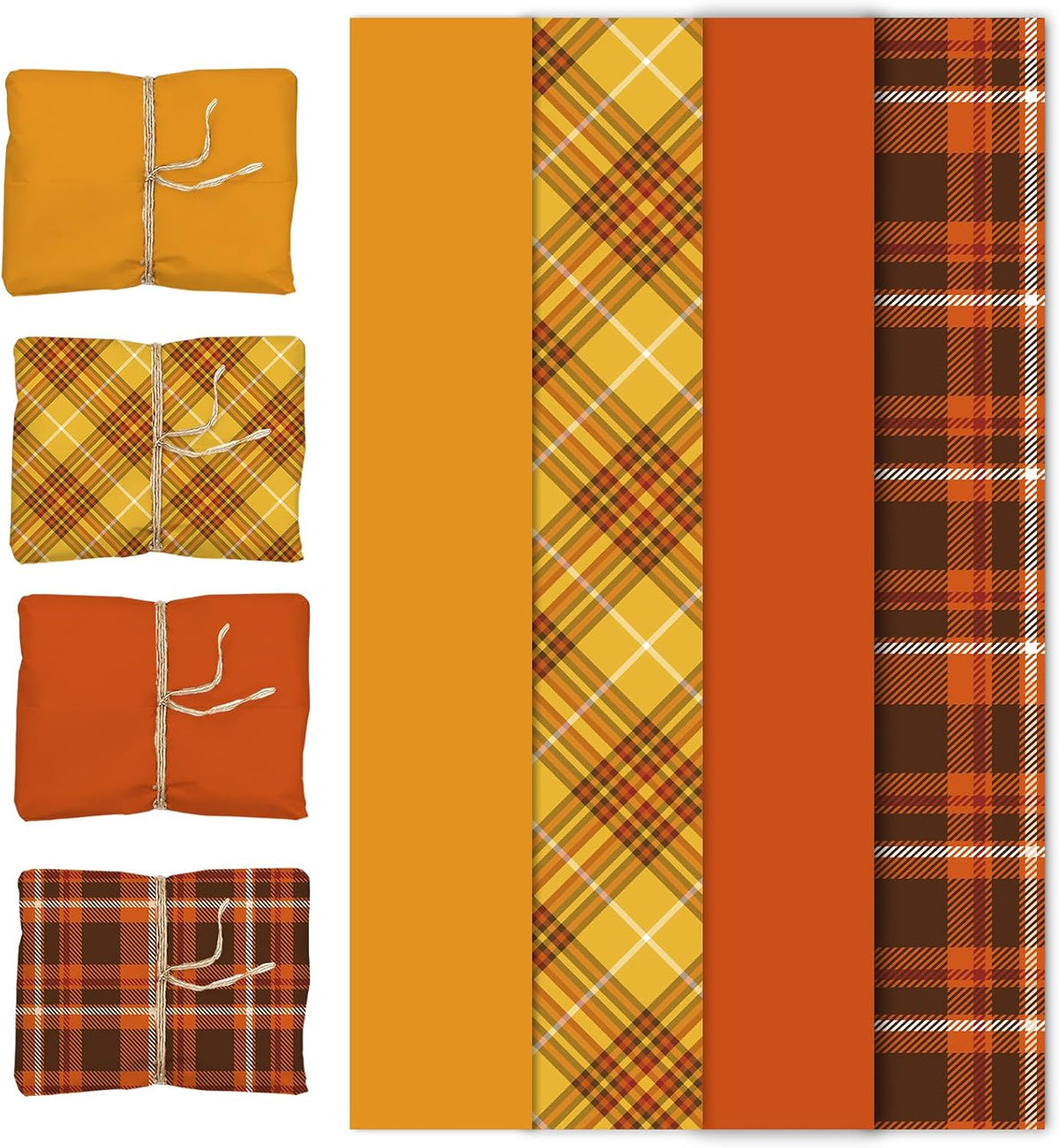 Fall Buffalo Plaid Tissue Paper for Gift Wrap 14x20 Inch 40 Sheets