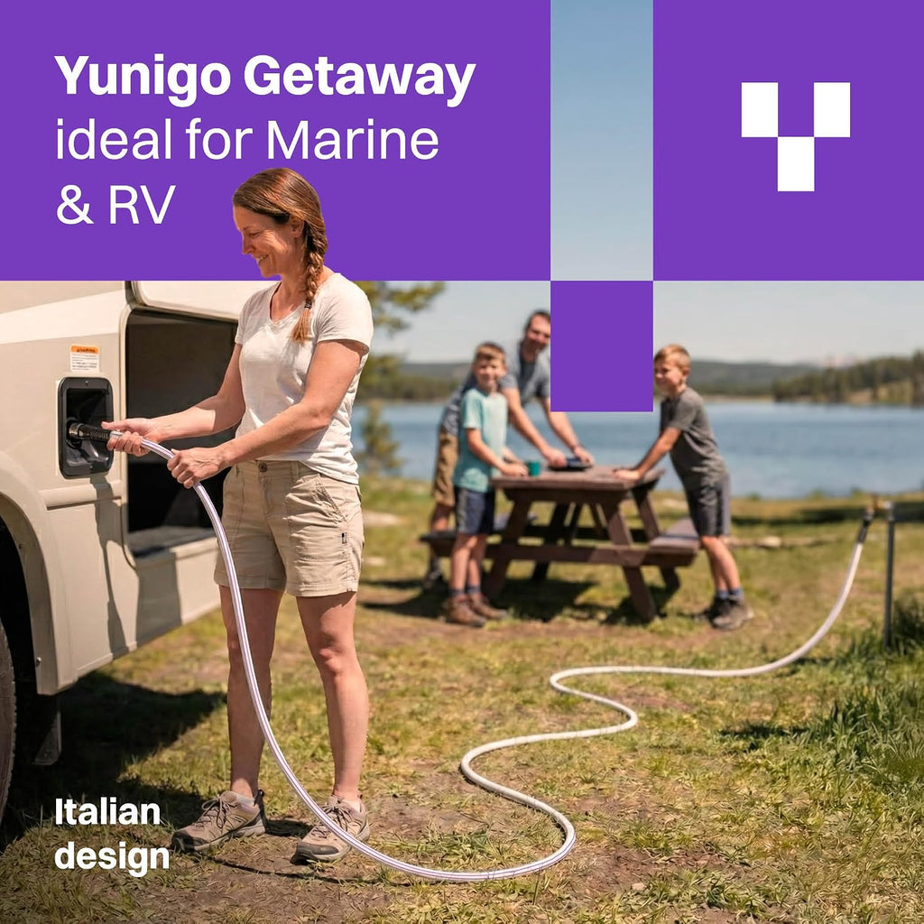Getaway 25ft Drinking Water Safe Marine & RV Hose – Lightweight, No-Kink, Abrasion-Resistant with Aluminum Fittings