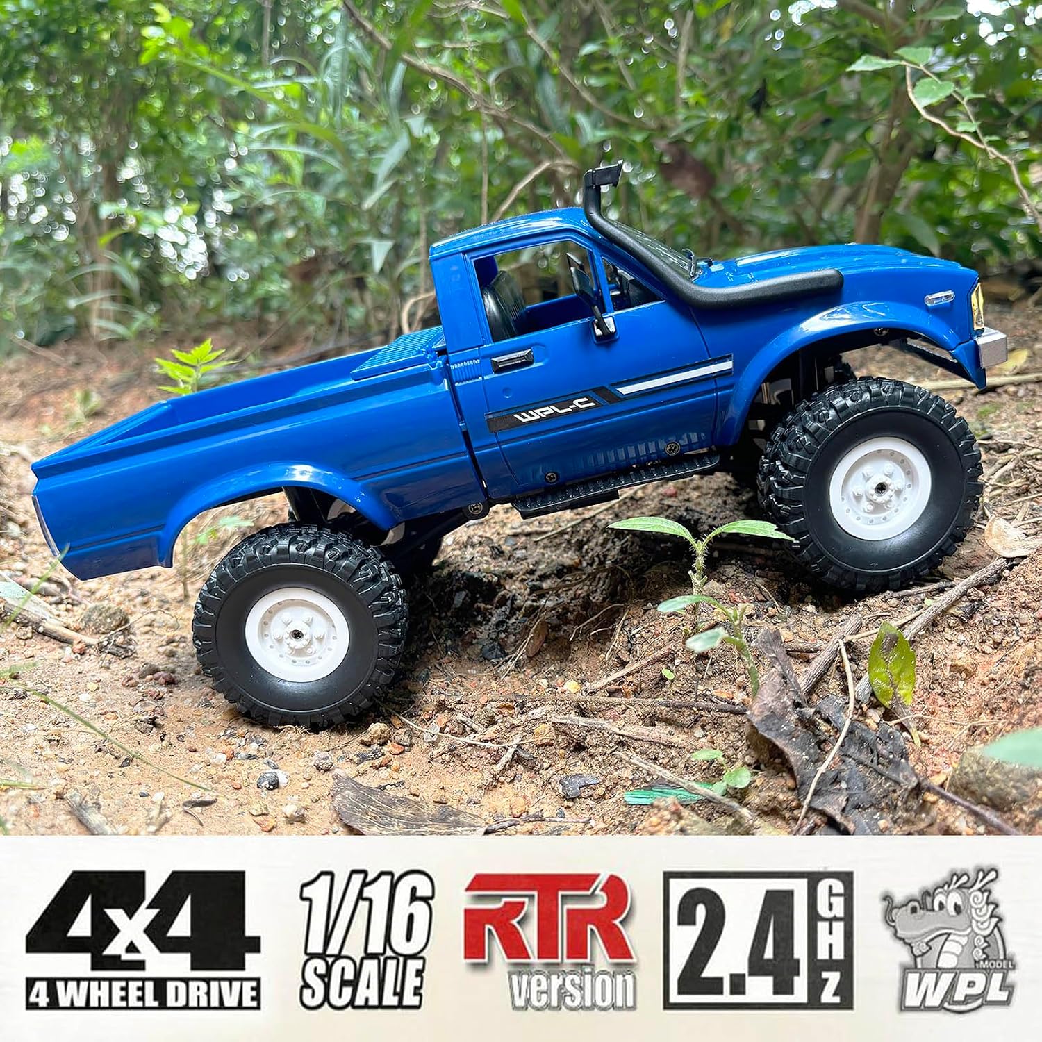 RC Crawler WPL C24 RC Rock Crawler RC Truck 4x4 Off Road RTR | 1/16 Scale Remote Control Truck All Terrain 2.4 GHz