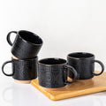 12OZ Stackable Coffee Mugs, Ceramic Coffee Mugs with Texture Patterns for Man,Woman,Dad,Mom, Modern Coffee Mugs Set