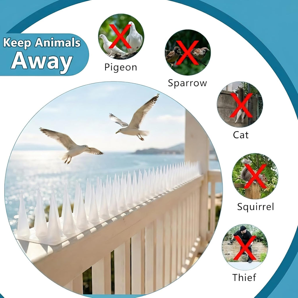 Bird Spikes,Clear,6 Pack Bird deterrents for Outside,Keep Raccoon Squirrel Pigeon Away,Fence Spike for Garden Patio