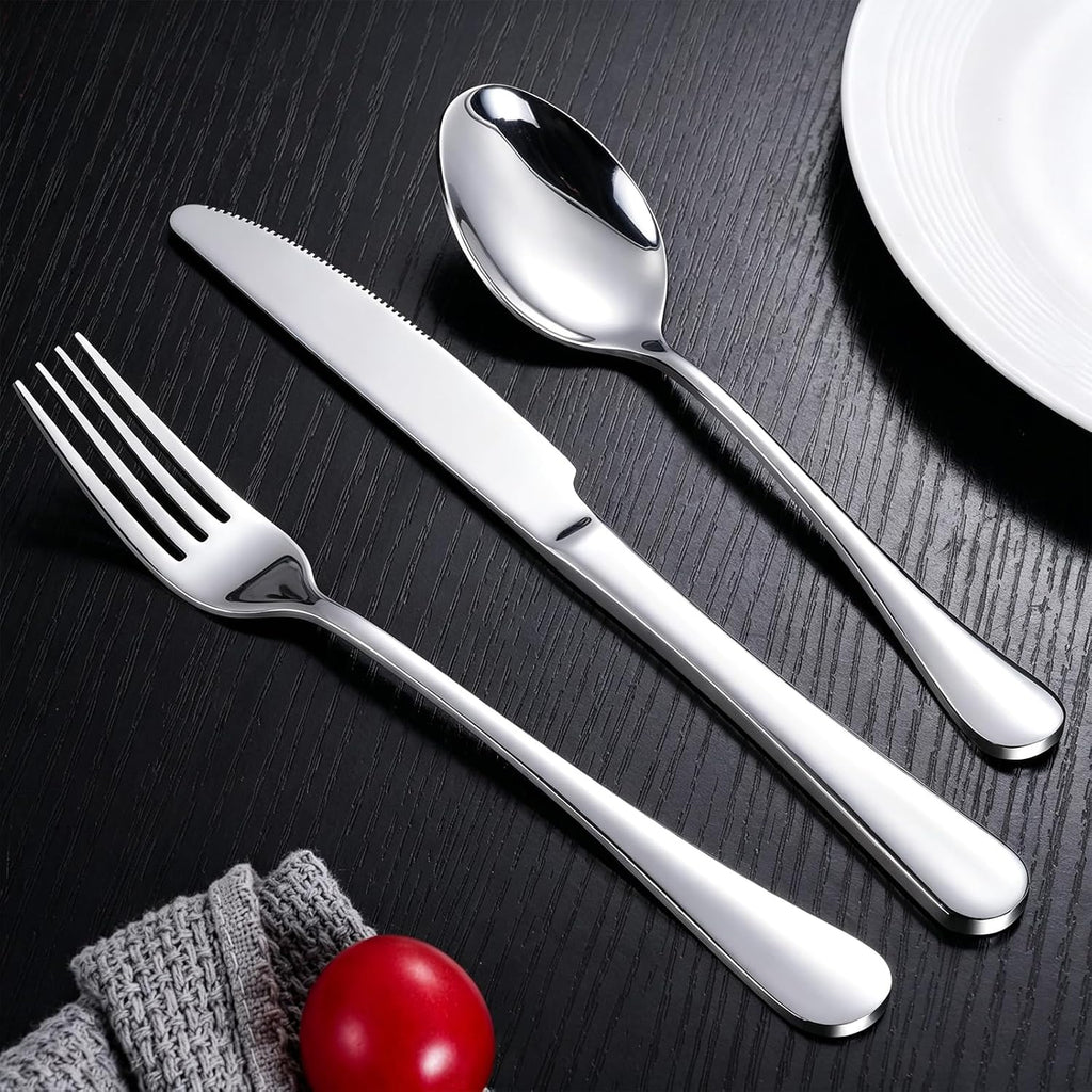 60-Piece Silverware Set for 20 - Stainless Steel Flatware Cutlery Set, Mirror Polished Flatware Set Include Forks