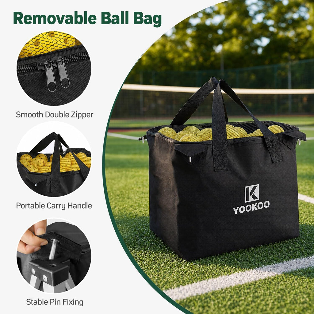 Pickleball Hopper for 100 Balls, Pickleball Basket with Black Bag