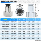 TAILONZ 5/16" OD x 1/4" FNPT Push to Connect Straight Fitting 2Pcs