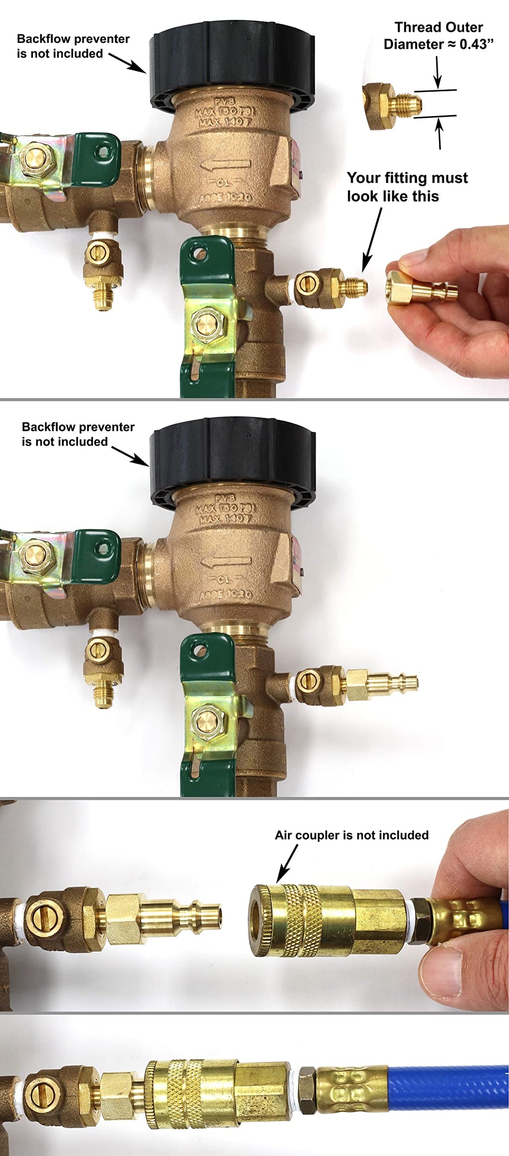 Vibrant Yard Co. LLC Winterize Backflow Preventer Adapter, 1/4 in SAE Flare