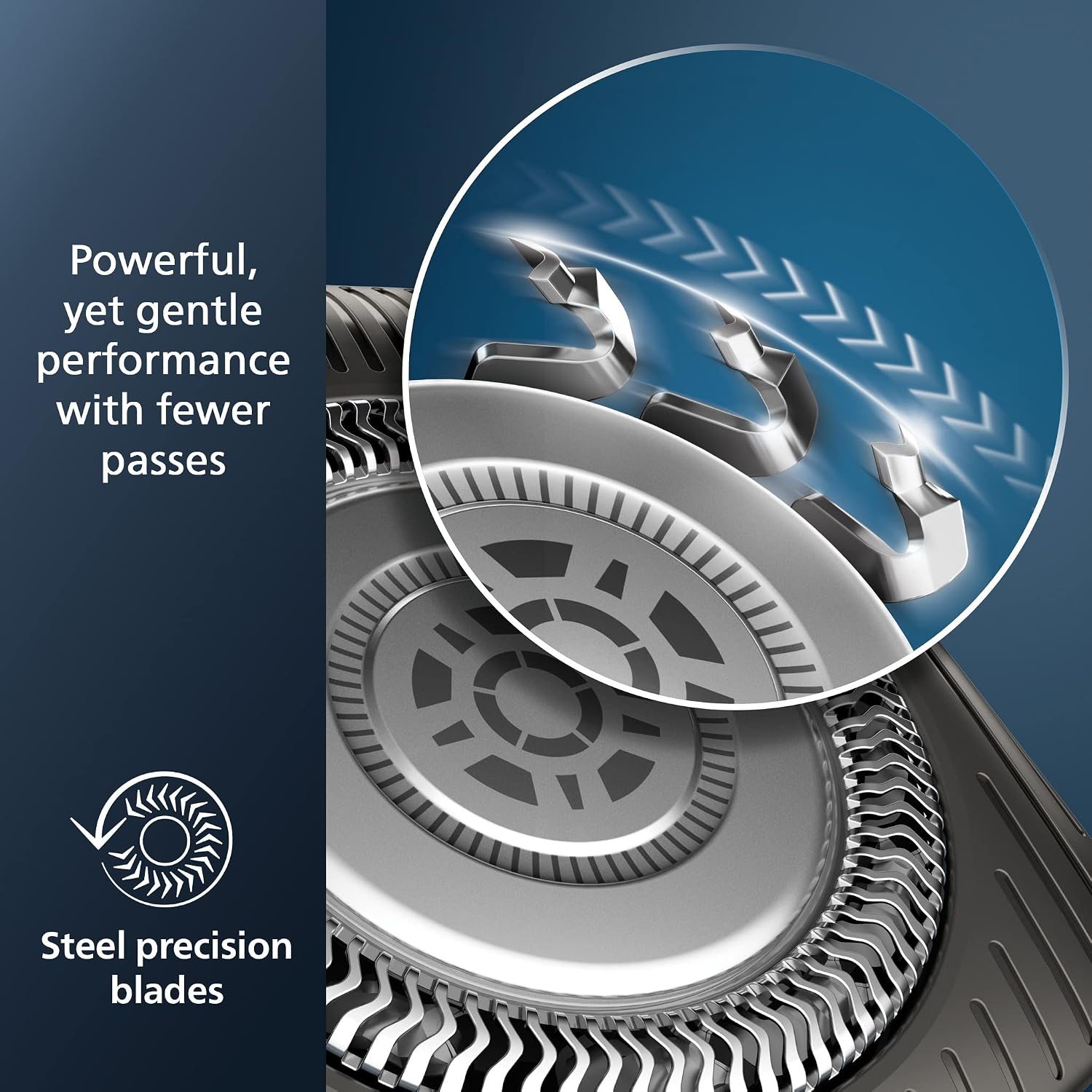 Philips Norelco 5400 Electric Shaver, Storm Blue | 45 Self Sharpening SteelPrecision Blades, 360° Flexible Heads