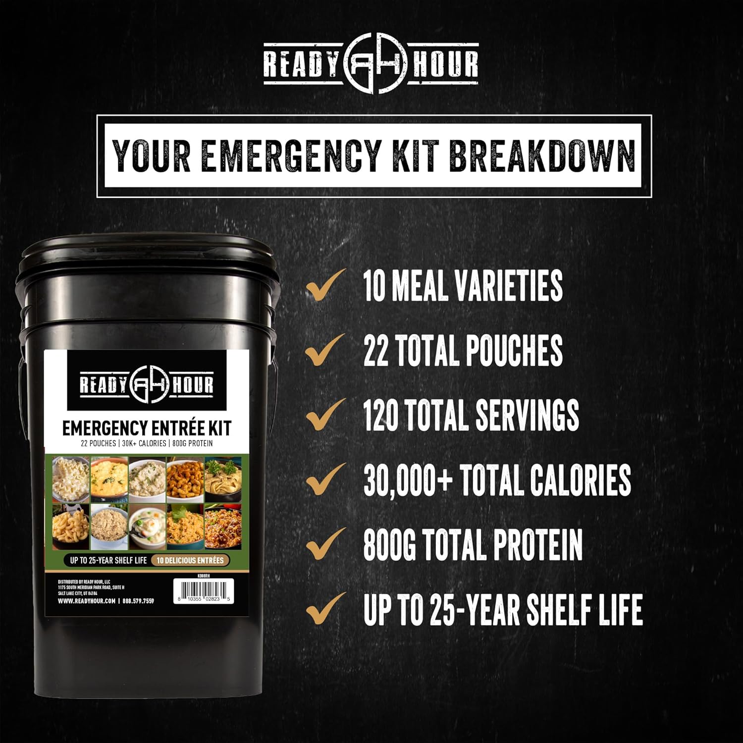 120 Serving Entree Bucket-Freeze Dried Emergency Food Supply-Survival Meals with Long Shelf Life-Prepper Essentials