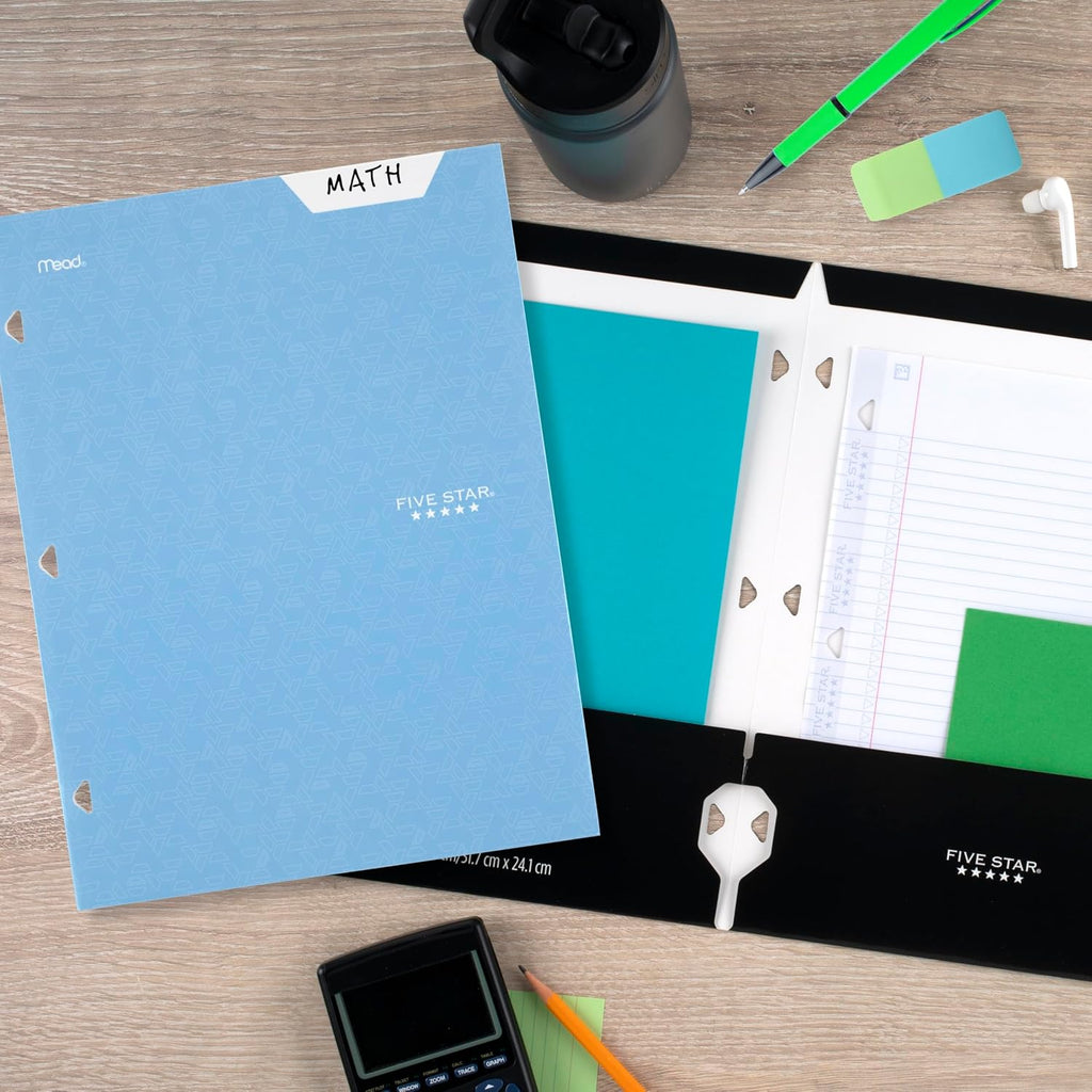 4-Pocket Folder, 6 Pack, Paper Folder, Fits 3-Ring Binders, Holds 8-1/2" x 11" Paper, Assorted Colors (38058)