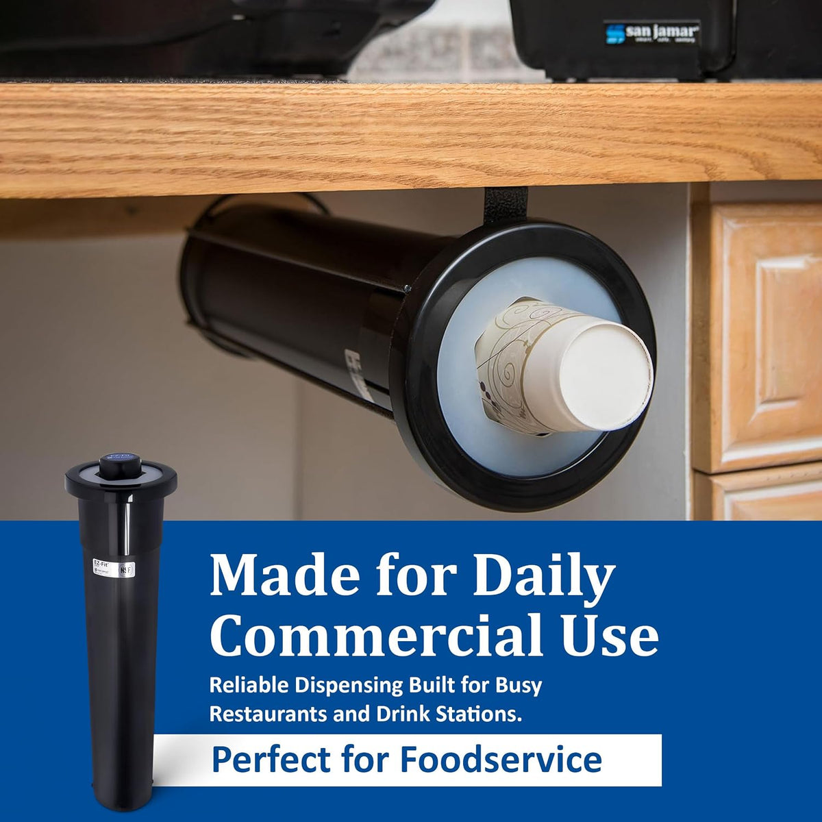 Ez Fit Surface Mount Cup Dispenser Fits 6 - 24 Oz Cups with Interchangeable Gaskets for Restaurants, Dining Halls