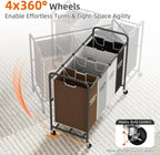 Laundry Hamper Sorter Cart, 4-Section Organizer with Lockable Wheels