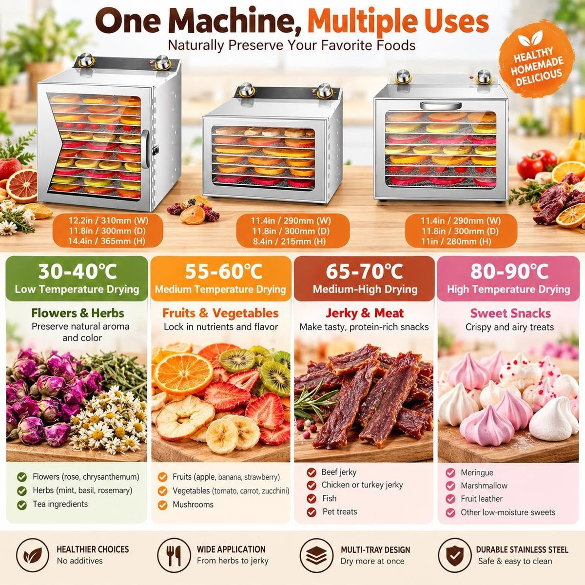 8 Tray Dehydrator, 12 Tray Dehydrator