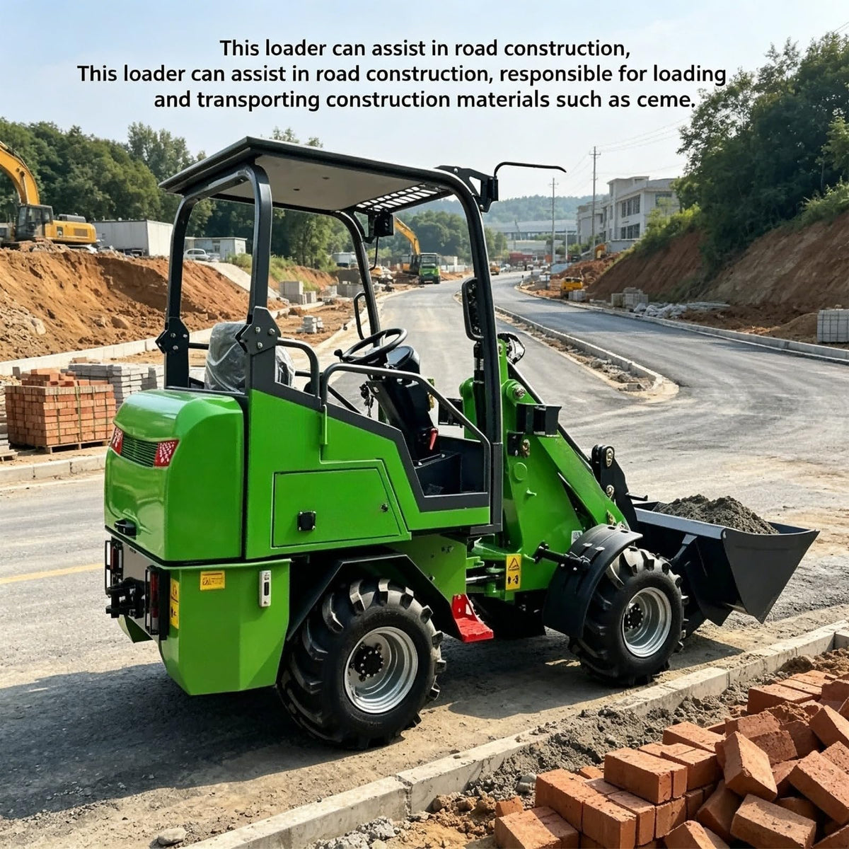 Electric Utility Loader, Compact Battery Powered Wheel Loader with Bucket
