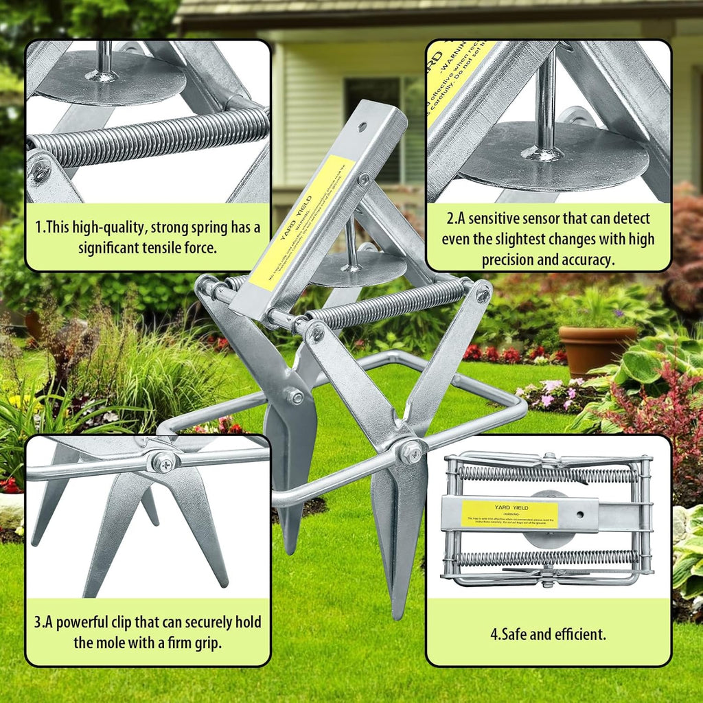 Mole Trap,Galvanized Steel Scissor Trap,Reusable and Easy-Set Quick Capture Solution for Moles and Gophers in Lawns