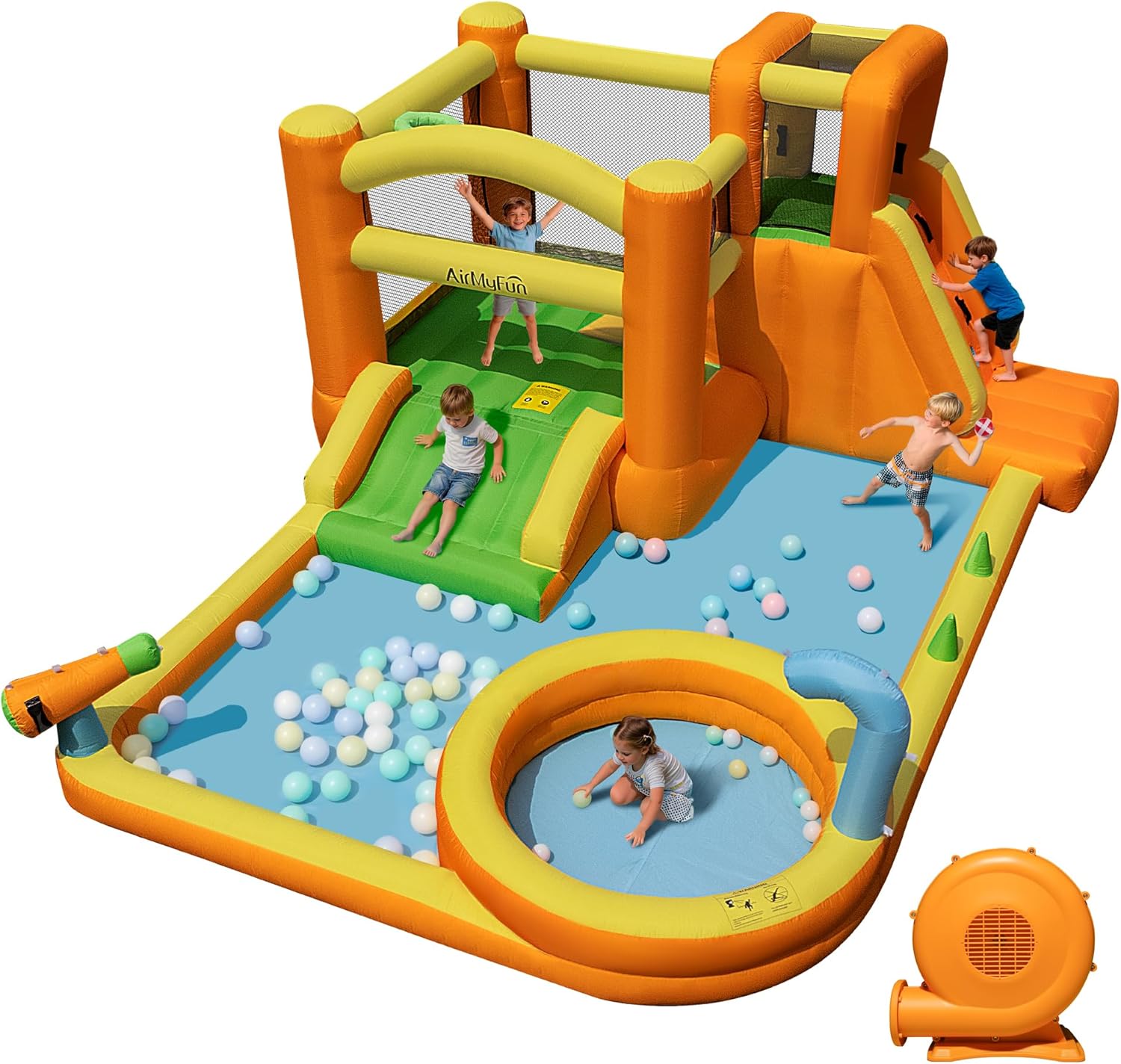 Water Slides for Kids, 9 in 1 Water Bounce House for Kids Backyard with Slide,Deep Pool, Climbing Wall, Water Cannon