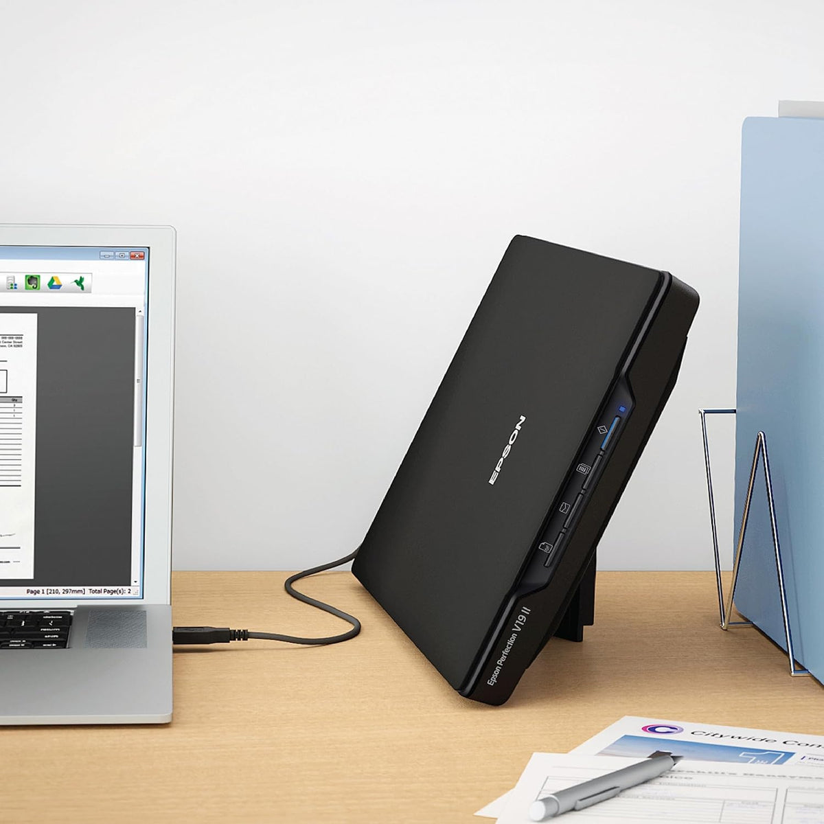 Perfection V19 II Flatbed Photo Scanner 4800 dpi Optical Resolution | USB Power High-Rise Removable Lid for Documents