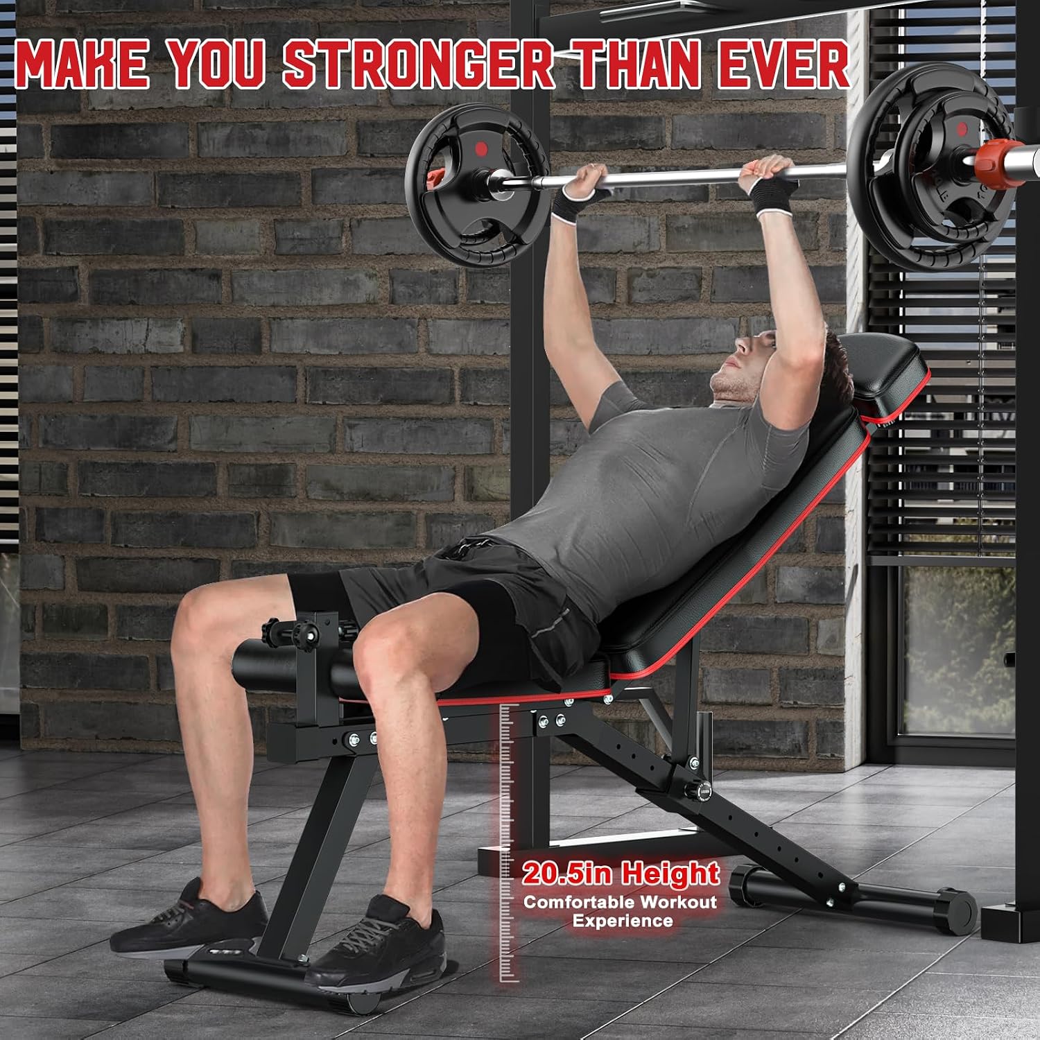 Workout Bench, Adjustable Weight Bench with Leg Extension and Leg Curl, Extended Headrest, 900LBS Preacher Curl Bench