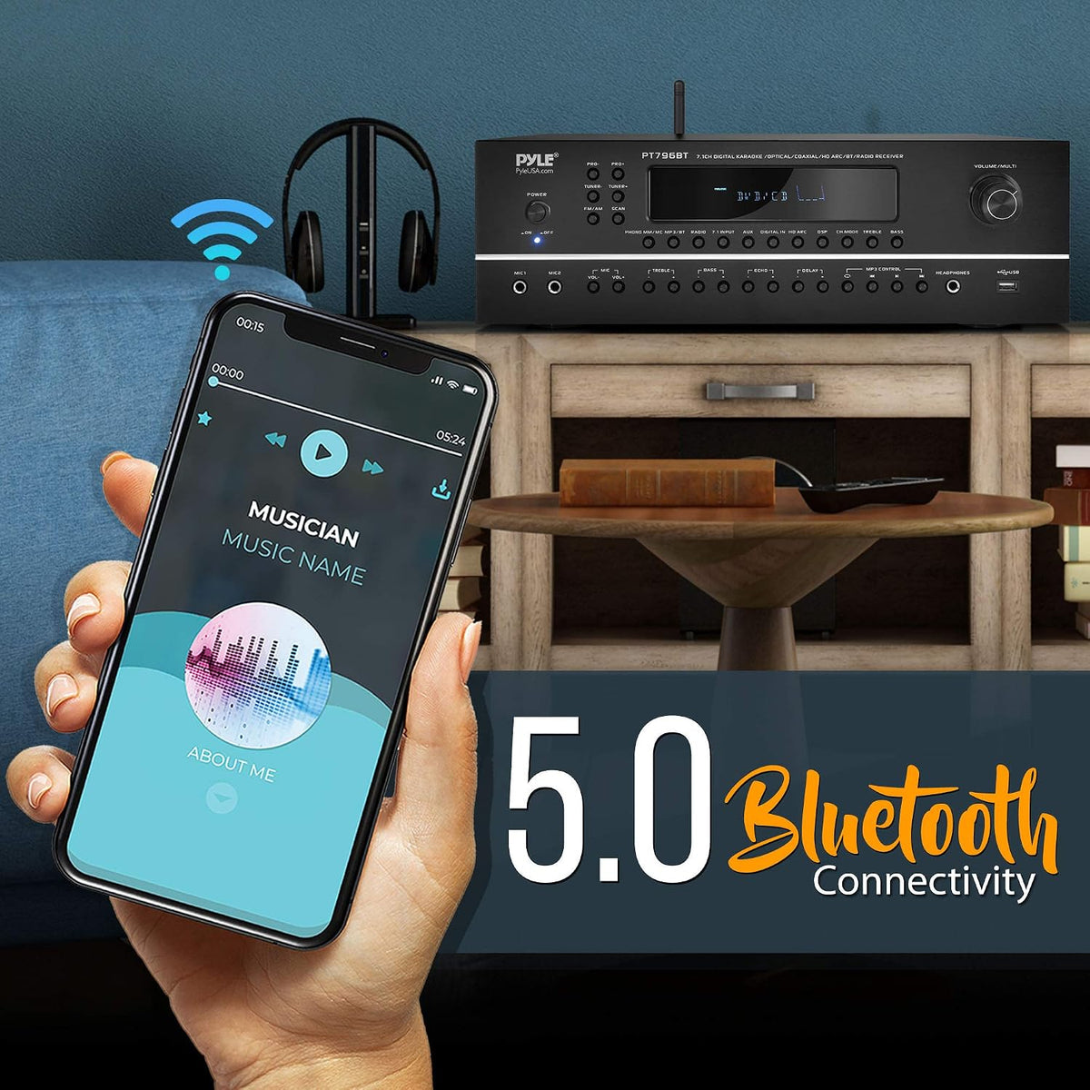 7.1-Channel Hi-Fi Bluetooth Stereo Amplifier - 2000 Watt AV Home Theater Speaker Subwoofer Surround Sound Receiver
