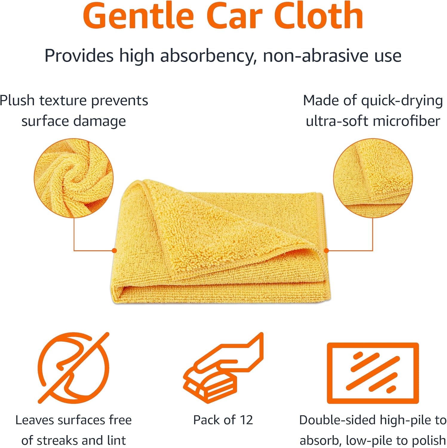 Microfiber Car Drying Towels, Highly Absorbent, Lint Free, Scratch Free, Ultra-Soft, Car Detailing, Buffing and