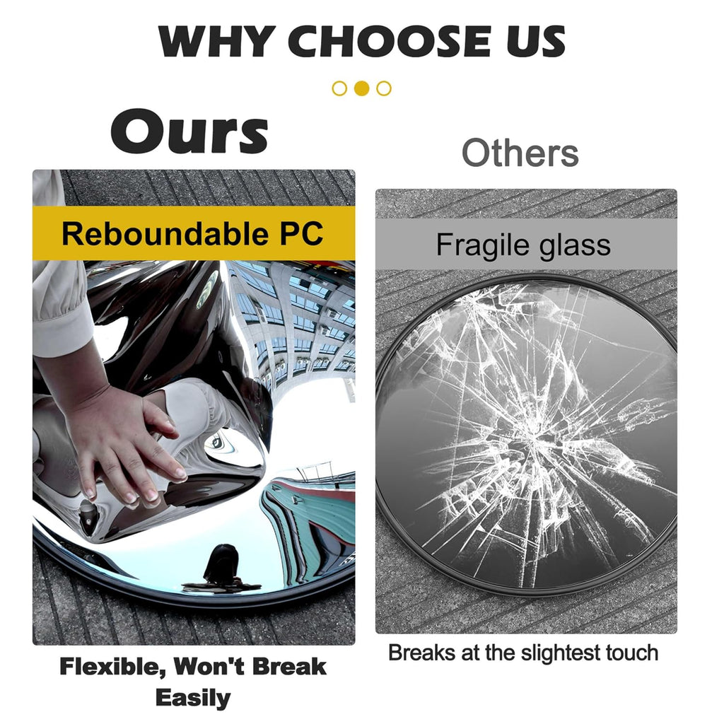 24” Convex Mirror, Corner Mirror Blindspot for Wall, Adjustable Wide Angle View Security Mirror, Convex Safety