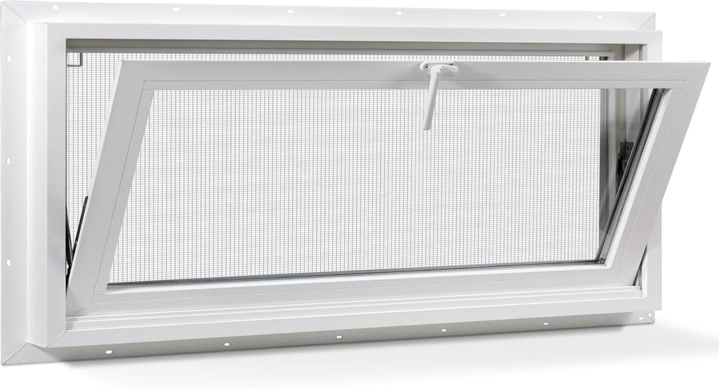 Vinyl Hopper Basement Window 32" x 14" White