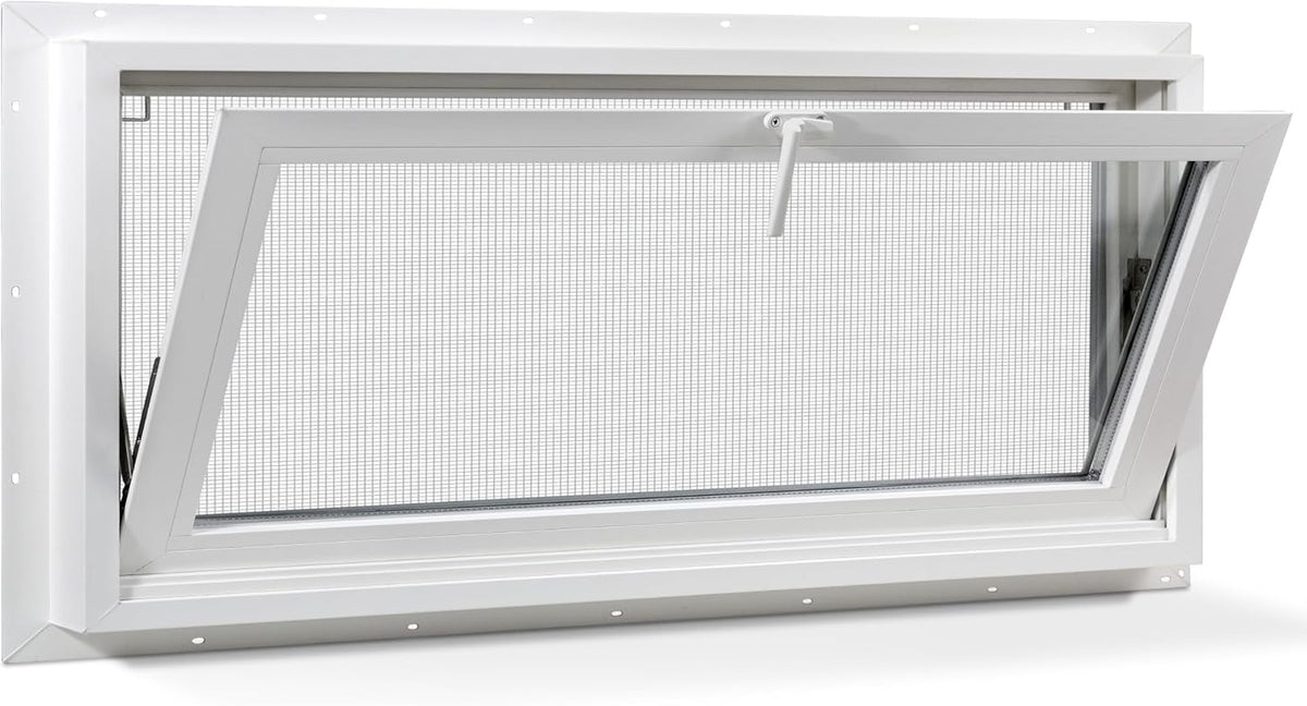 Vinyl Hopper Basement Window 32" x 14" White