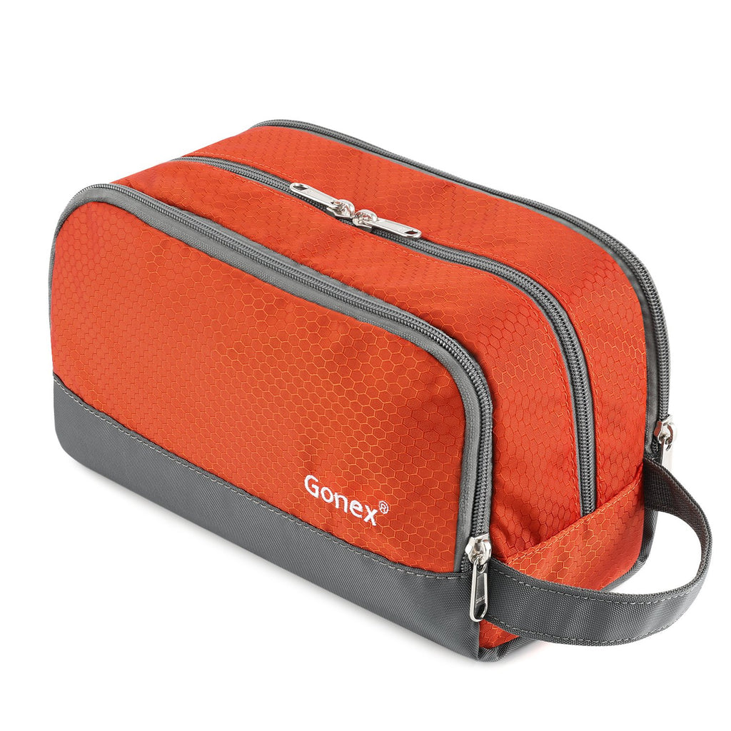 Travel Toiletry Bag Nylon, Shaving Bag Toiletry Organizer Orange