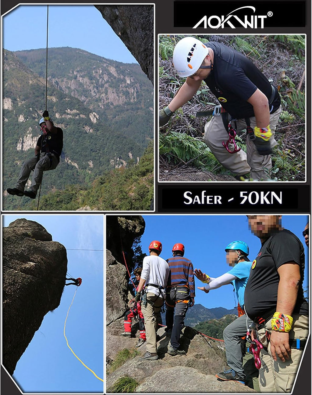 50KN Rescue Figure, 8 Descender Large Bent-Ear Belaying and Rappelling Gear Belay Device Climbing for Rock Climbing