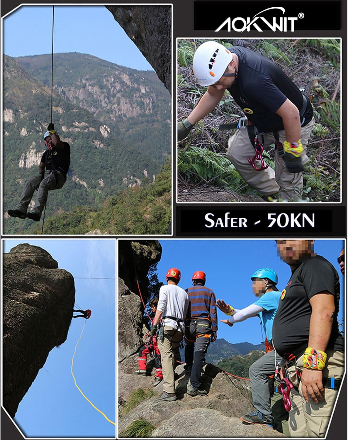 50KN Rescue Figure, 8 Descender Large Bent-Ear Belaying and Rappelling Gear Belay Device Climbing for Rock Climbing