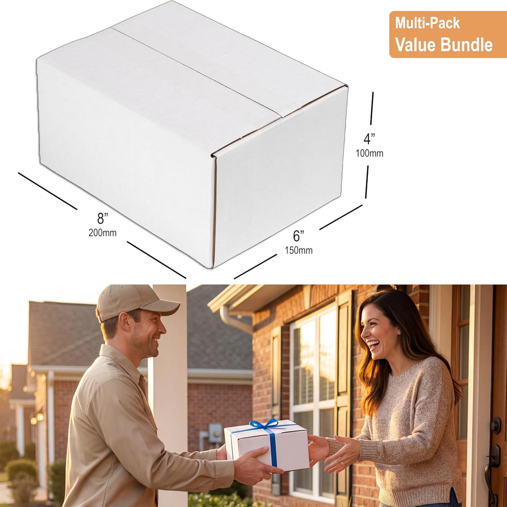 Sturdy 8x6x4" Cardboard Shipping Boxes (45 Pack) Value Bundle