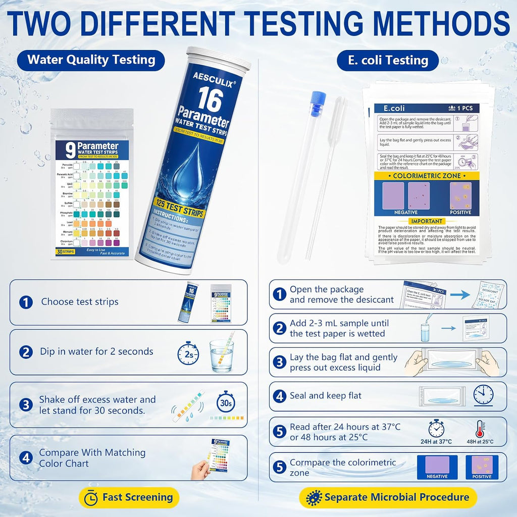 26 in 1 Water Test Kit for Drinking Water 158 Strips, Upgraded Home Water Testing Strips for Well & Tap Water