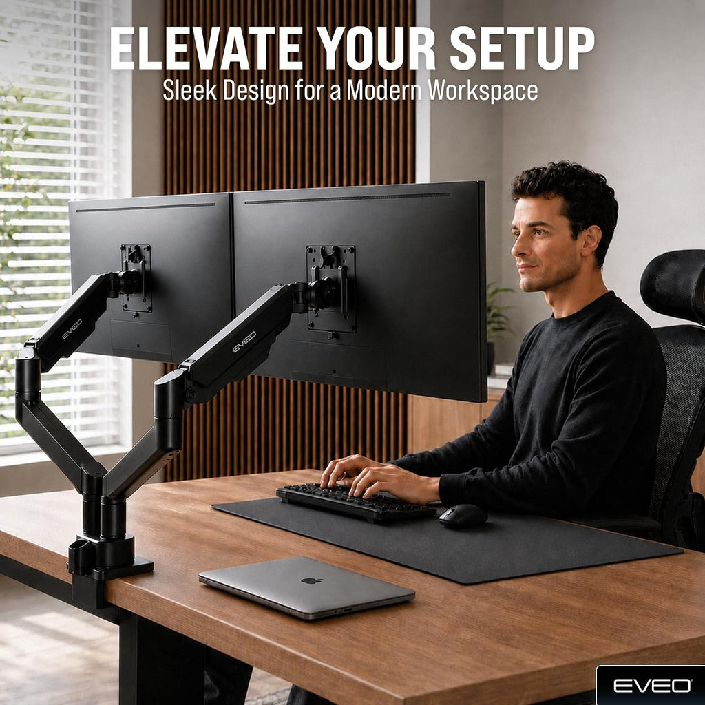 Premium Dual Monitor Mount 14"-32” Dual Monitor Arm VESA Bracket Adjustable Height Gas Spring Dual Monitor Stand