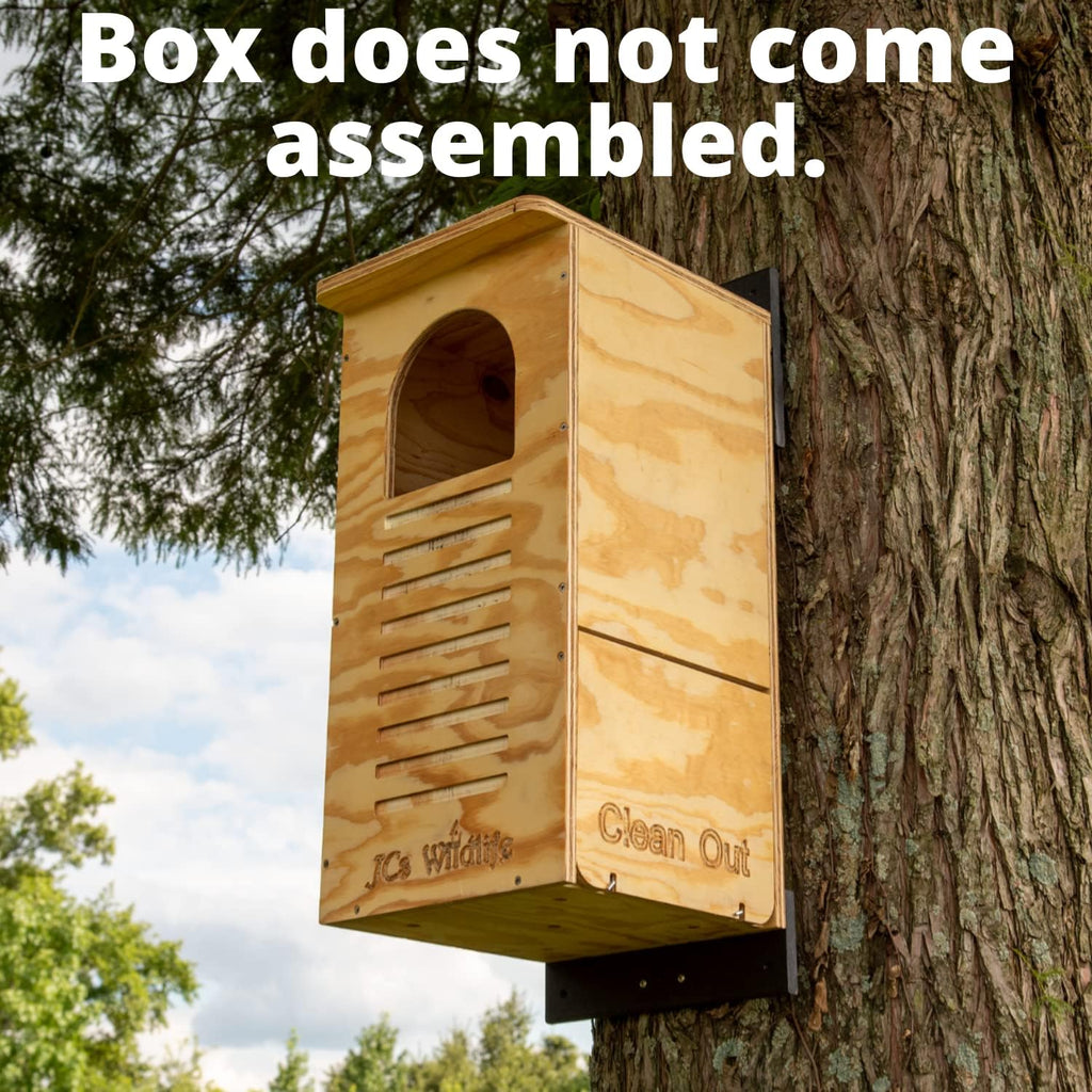 Barred Owl Box Do It Yourself Assembly Kit Owl House - Exterior Grade Plywood - Mounting Hardware and Pine Shavings