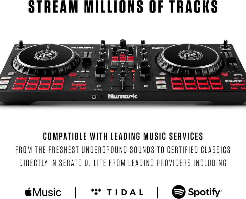 Mixtrack Pro FX DJ Controller | 2-Decks, 3-Band EQ DJ Mixer, 16 Pads, 2 Effects Paddles, Audio Interface, Serato DJ Lite