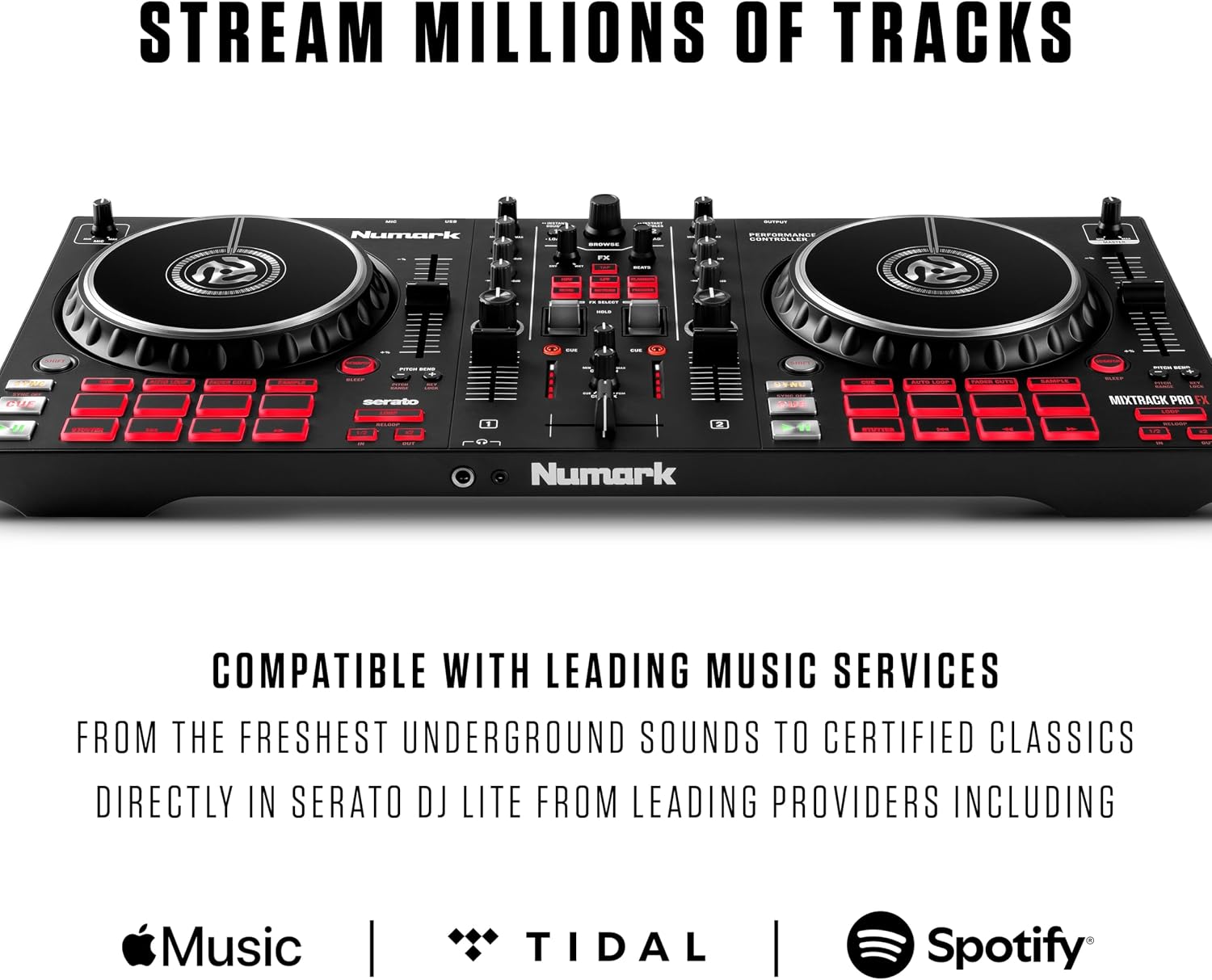Mixtrack Pro FX DJ Controller | 2-Decks, 3-Band EQ DJ Mixer, 16 Pads, 2 Effects Paddles, Audio Interface, Serato DJ Lite
