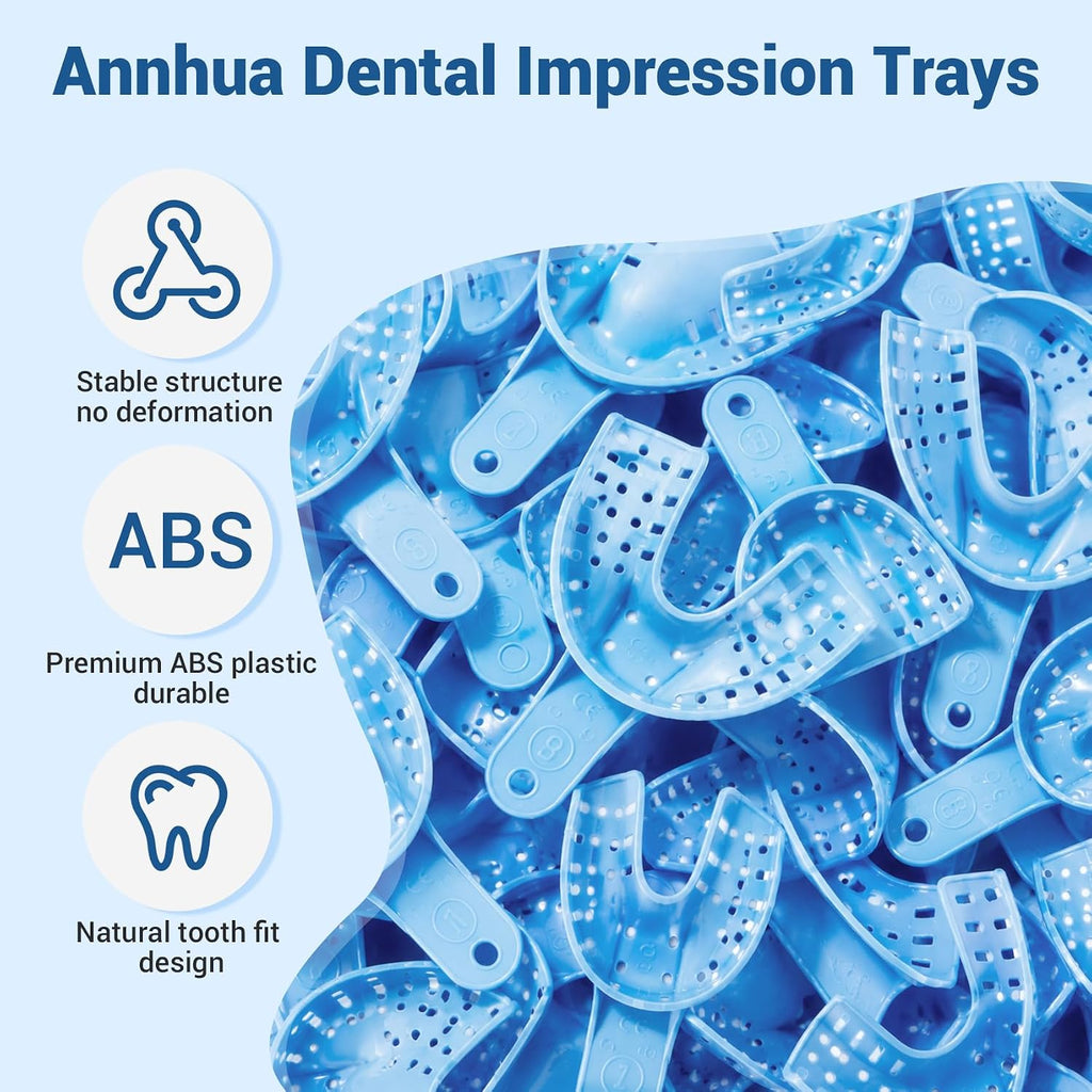 Dental Impression Trays Disposable 10 PCS, Perforated Impression Trays Set Plastic Teeth Holder for Dental Clinic