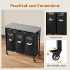 3 Section Laundry Sorter with Ironing Board, Black