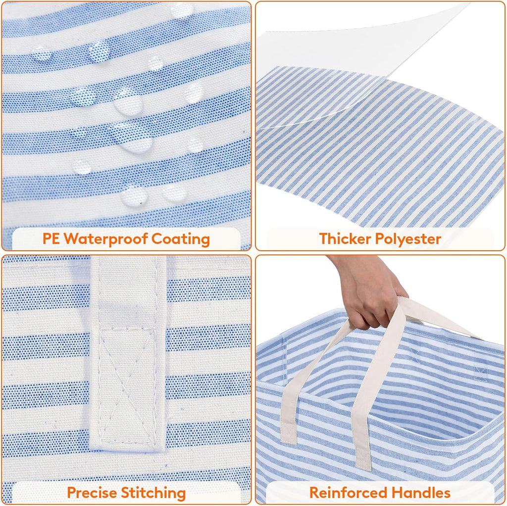 2 Pack Laundry Basket 80L Each, Collapsible Clothes Hamper with Reinforced Handles, Freestanding Waterproof Design