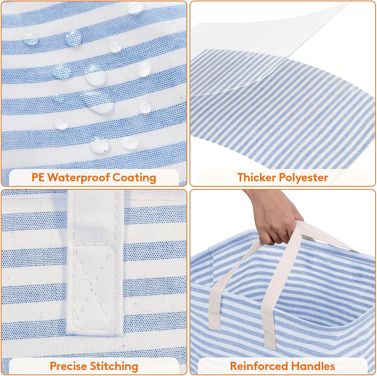 2 Pack Laundry Basket 80L Each, Collapsible Clothes Hamper with Reinforced Handles, Freestanding Waterproof Design
