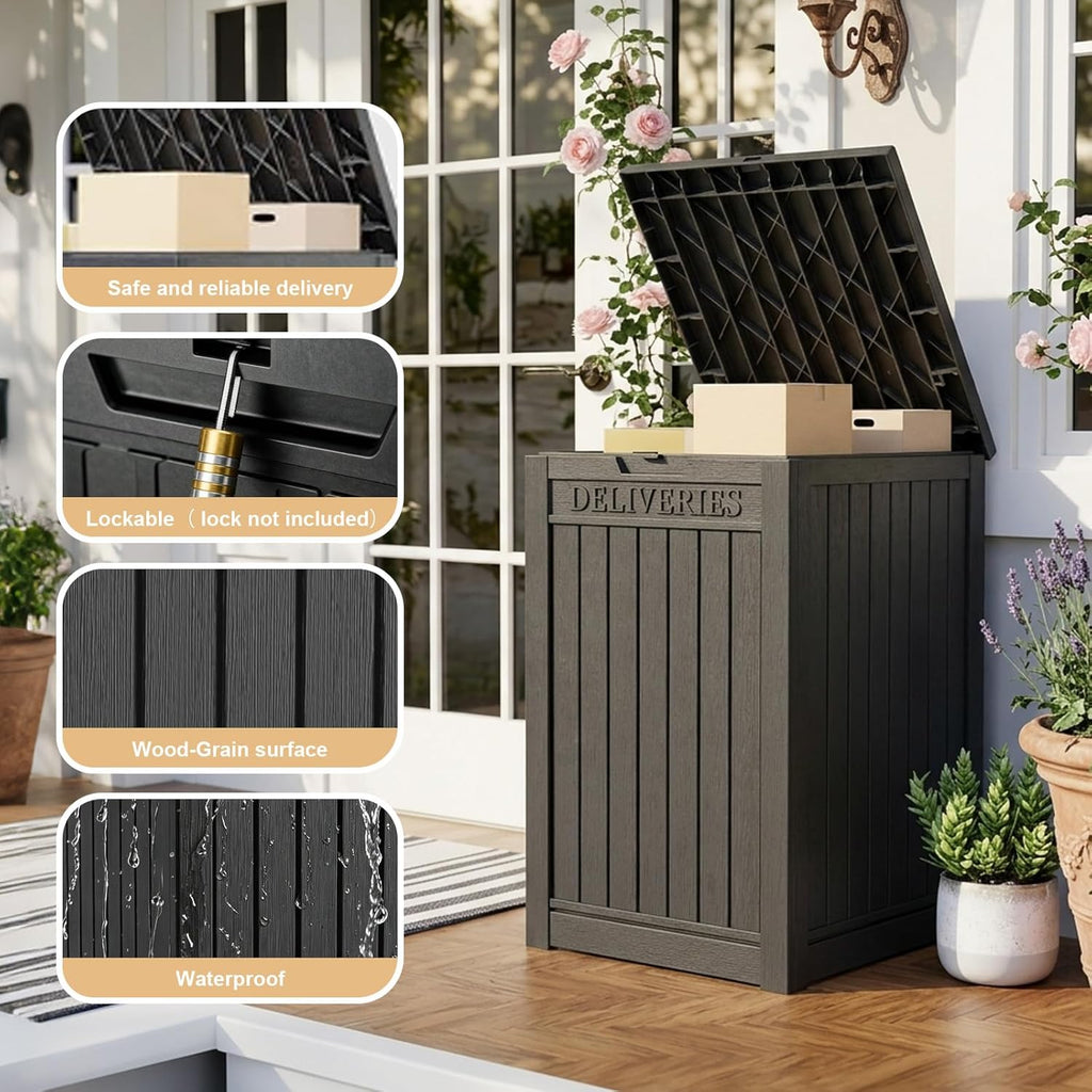 Package Delivery Box, Waterproof Outdoor Container Lockable, Black | 55 Gallon with Lockable Secure,Outdoor Package