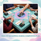 Mahjong Table Cloth, 34 x 34 Inch Square Felt Card Table Cover, Lotus Print