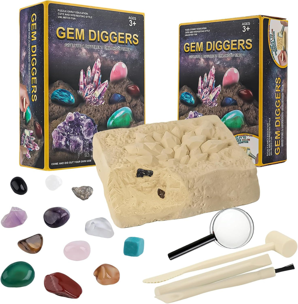 Gemstones Dig Kit Earth Science Kits for Kids Age 6-8-12-14, Birthstone Gemstone Dig Kit, Geology Kit with Break Your