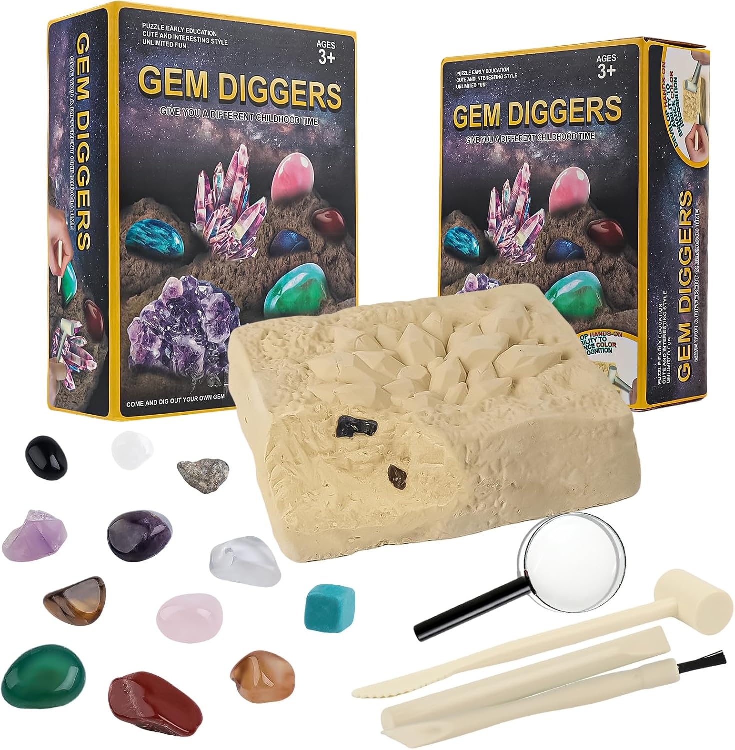 Gemstones Dig Kit Earth Science Kits for Kids Age 6-8-12-14, Birthstone Gemstone Dig Kit, Geology Kit with Break Your
