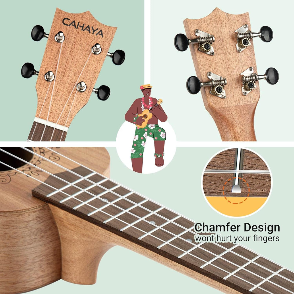 Ukulele Kit Beginner 21" Mahogany Soprano for Adults Kids Gift | Ukulele Starter Set with Gig Bag Rainbow Strap