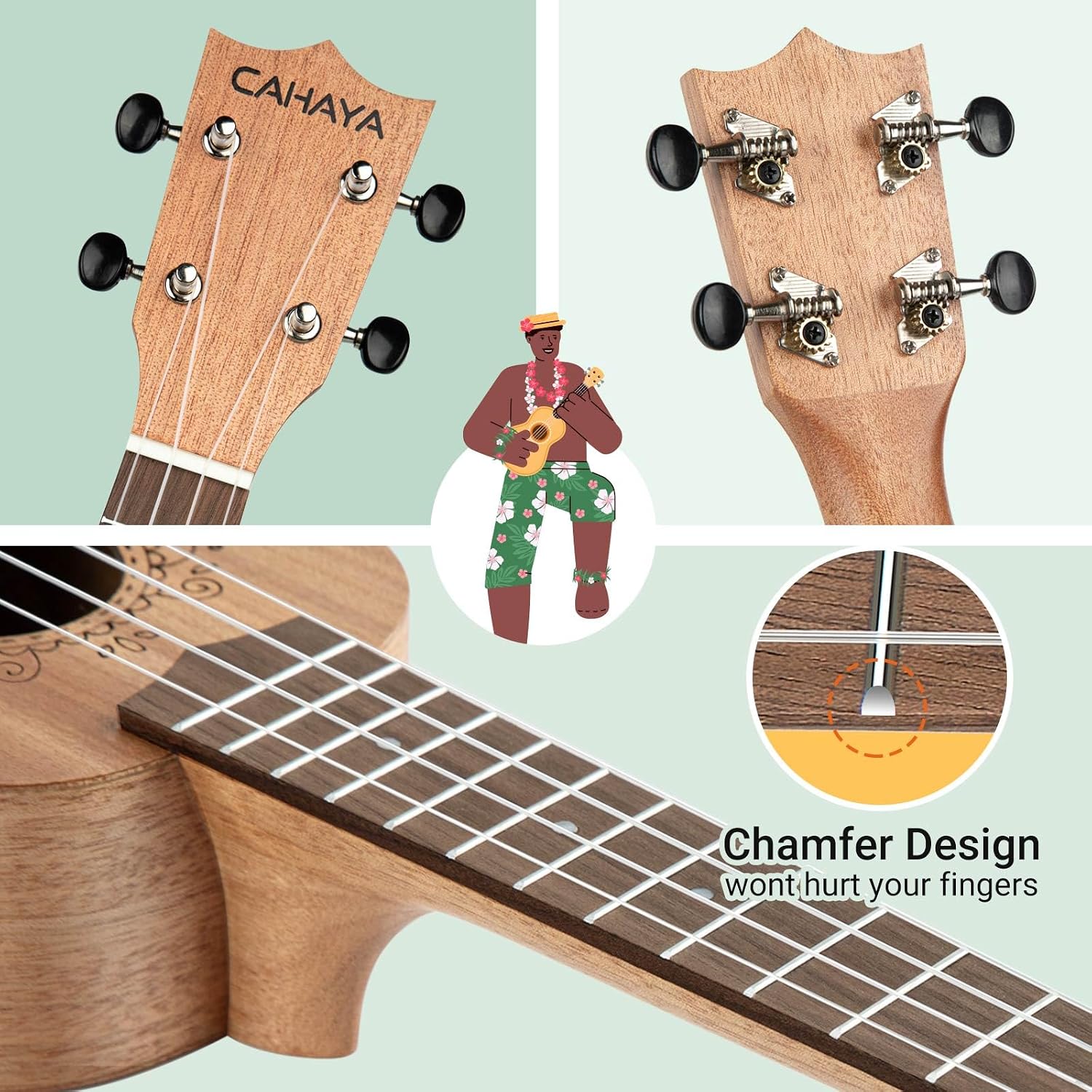 Ukulele Kit Beginner 21" Mahogany Soprano for Adults Kids Gift | Ukulele Starter Set with Gig Bag Rainbow Strap