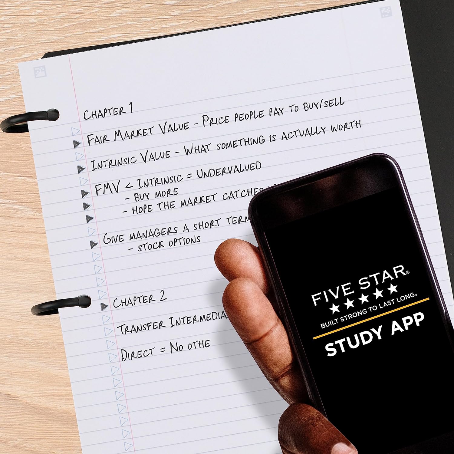Flex Refillable Notebook + Study App, College Ruled Paper and 1 Inch TechLock Ring Binder with Pockets, Tabs and