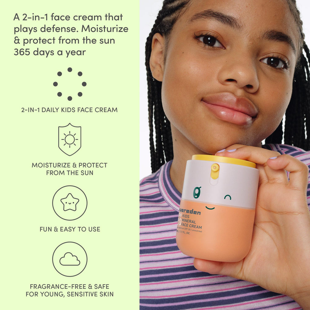 Kids Mineral Face Cream SPF 20, Dermatologist-Tested, Zinc Oxide