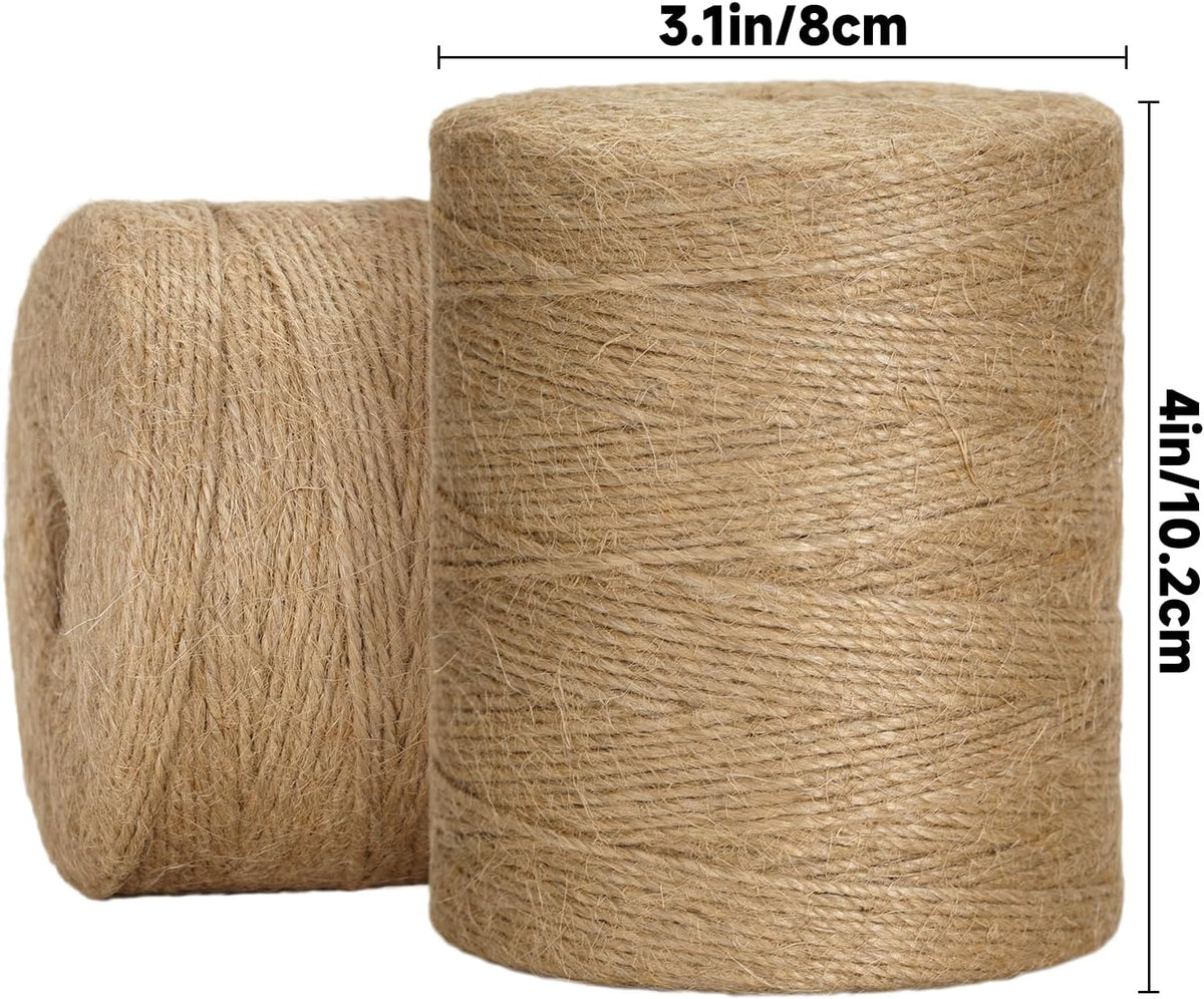 Natural Jute Twine String - 2000 Feet 2mm Twine String for Crafts