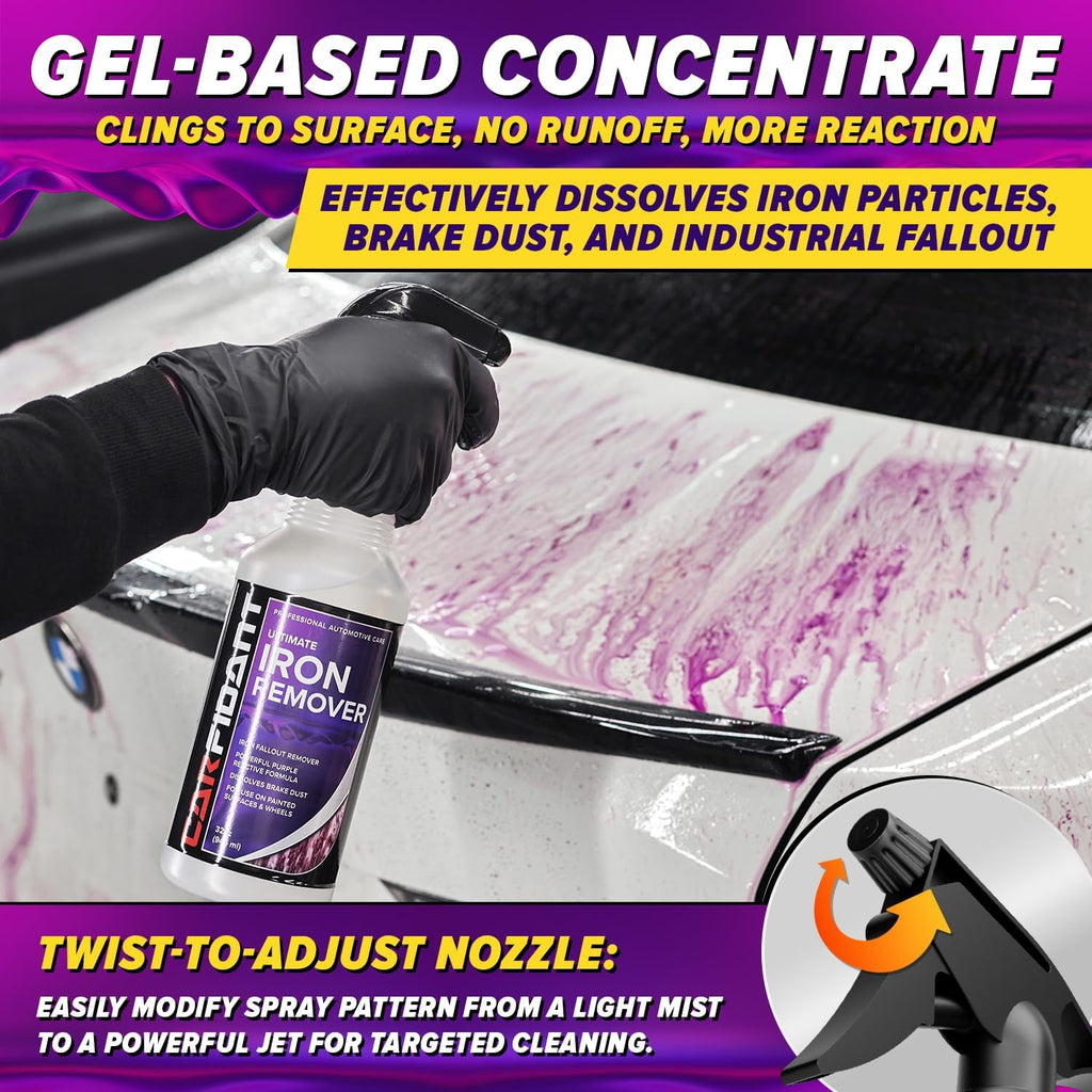 Iron Remover for Car Detailing – Iron Decon Spray, Pulls Out Brake Dust, Rust & Fallout - Contaminant Removal for Car