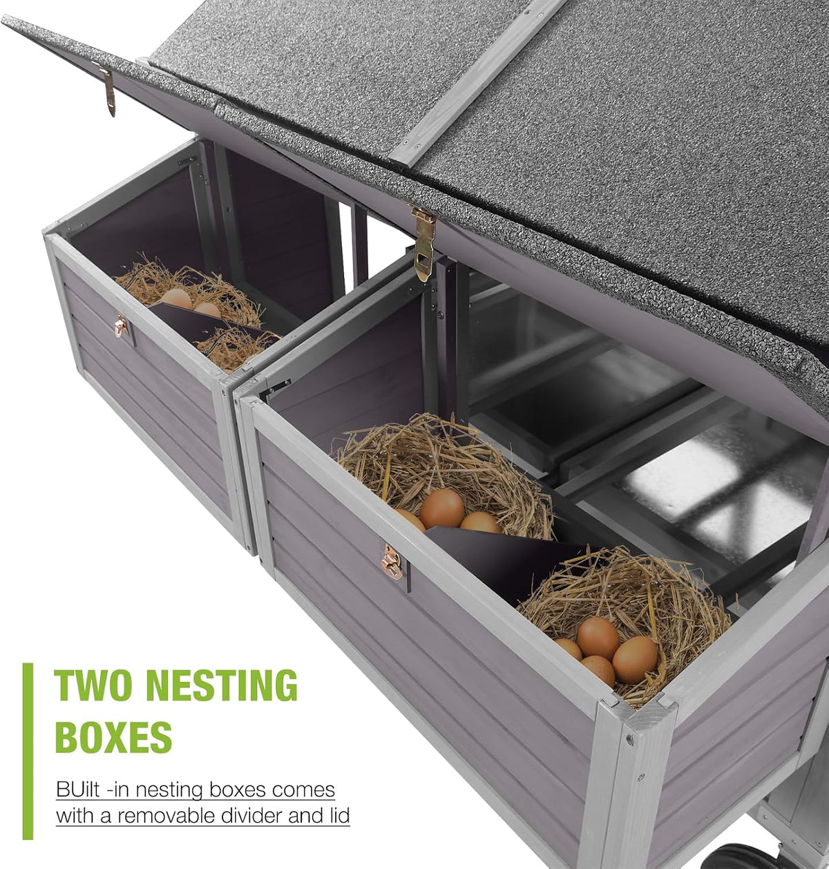 Chicken Coop for 10-12 Chickens with Large Wheels Wooden Large Chicken Coop Spacious Habitat with 4 Perches 4 Nesting